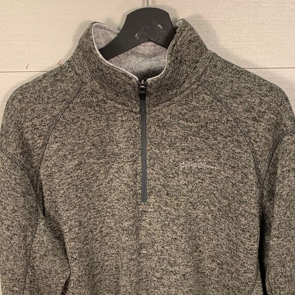 Eddie Bauer Henley zip Heathered grey sweatshirt XL - Picture 3 of 10